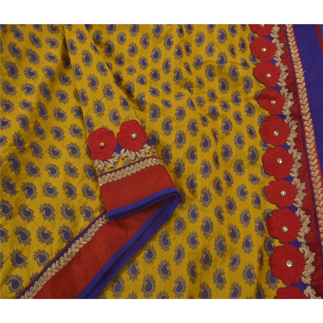 Ethnic Saree Art Silk Hand Embroidery Fabric Premium Sari