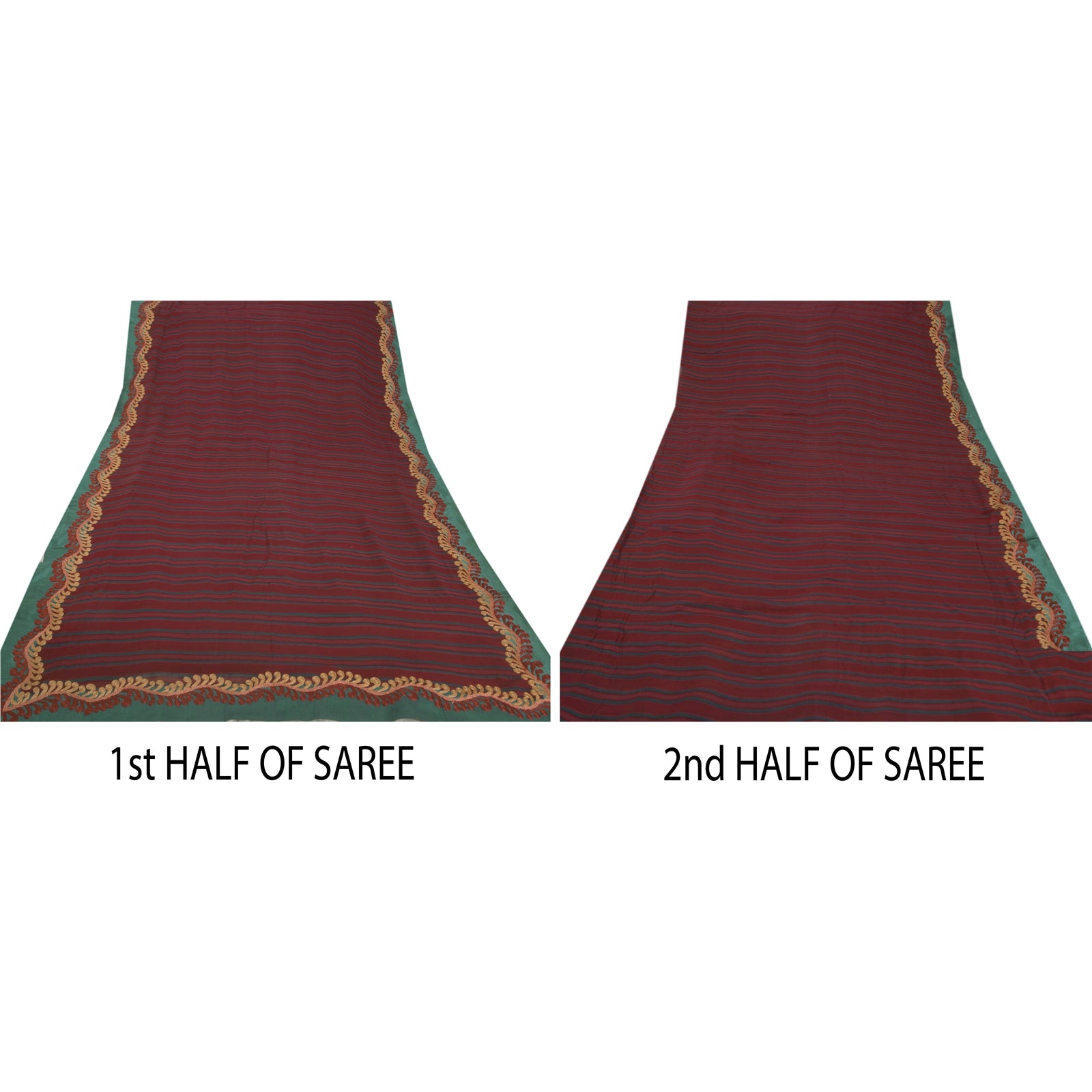 Sanskriti Vintage Sari Blend Georgette Broderet Bæredygtigt Stoff Premium Kulturel Sari