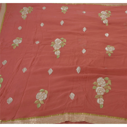 Sanskriti Vintage Saree Blend Georgette Sustainable Fabric Ethnic Sari With Blouse Piece