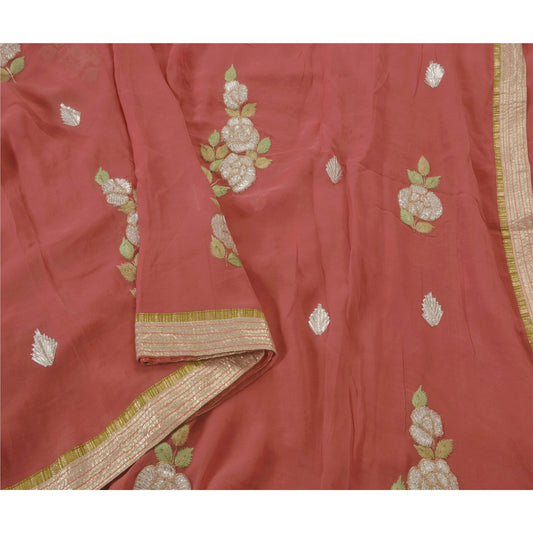 Sanskriti Vintage Saree Blend Georgette Sustainable Fabric Ethnic Sari With Blouse Piece