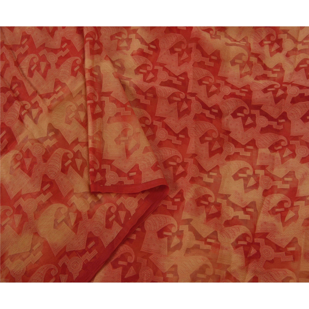 Sanskriti Antique Vintage Saree 100% Pure Organza Silk Woven Fabric 5 Yd Sari