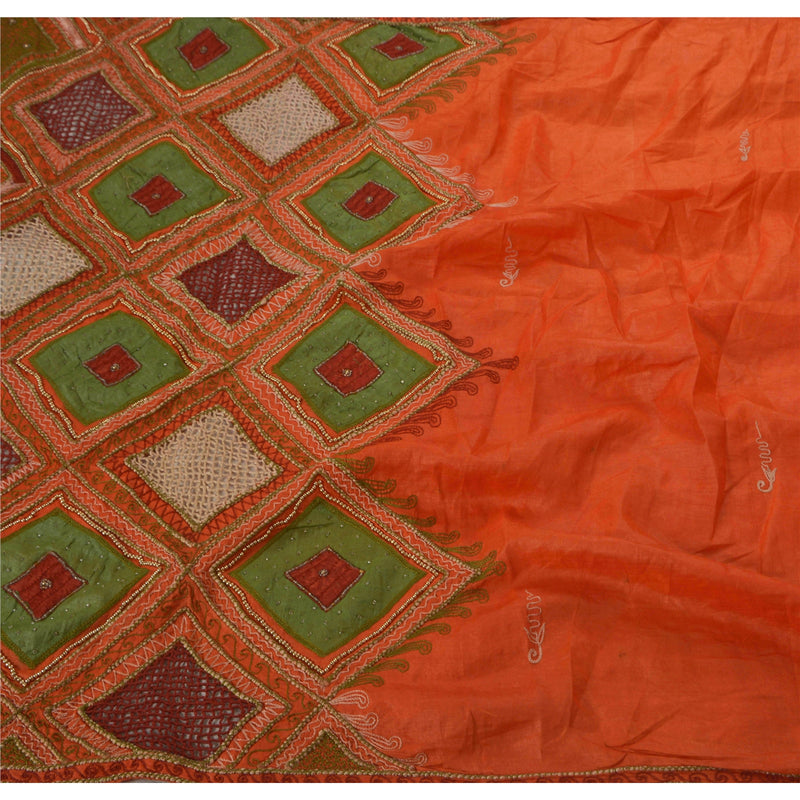 Sanskriti Vintage Sari Ren Silke Håndværk Bæredygtigt Stof Håndbroderi Forsyet Lehenga Sari