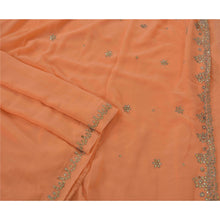 Load image into Gallery viewer, Saree Georgette Hand Beaded Peach Fabric Premium Cultural Sari
