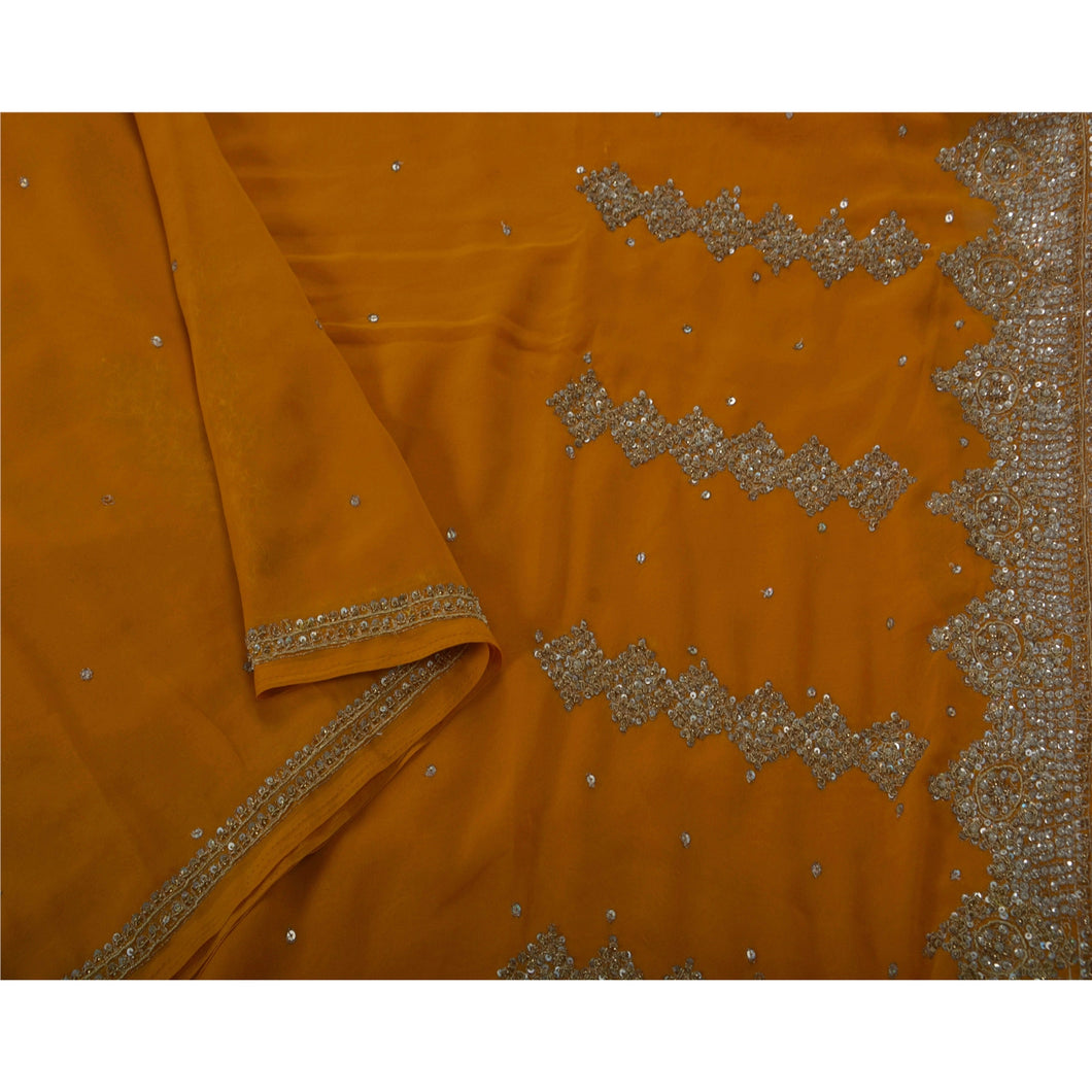 Ethnic Saree Georgette Hand Beaded Fabric Premium 5 Yd Sari