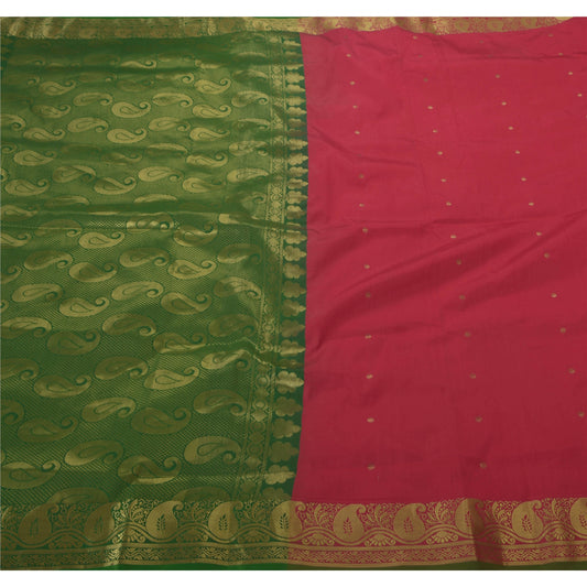 Санскритское винтажное сари, художественная шелковая розовая парча, экологически чистая ткань, сари для рукоделия Banarasi