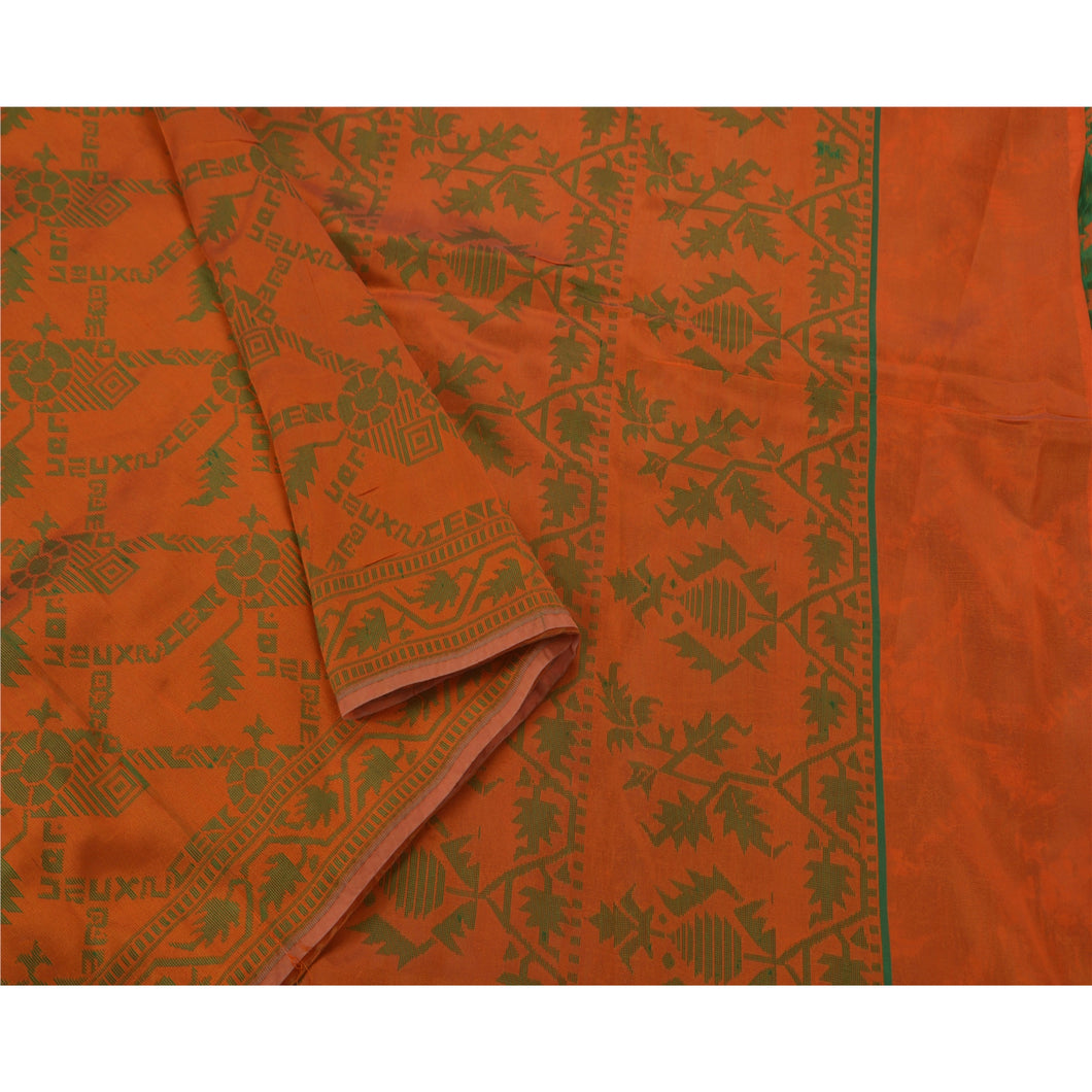 Saree Art Silk Woven Orange Craft Fabric Premium 5 Yd Sari
