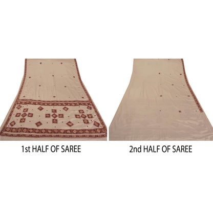 Sanskriti Vintage Saree Art Silk Hand Beaded Craft Sustainable Fabric Premium Ethnic Sari