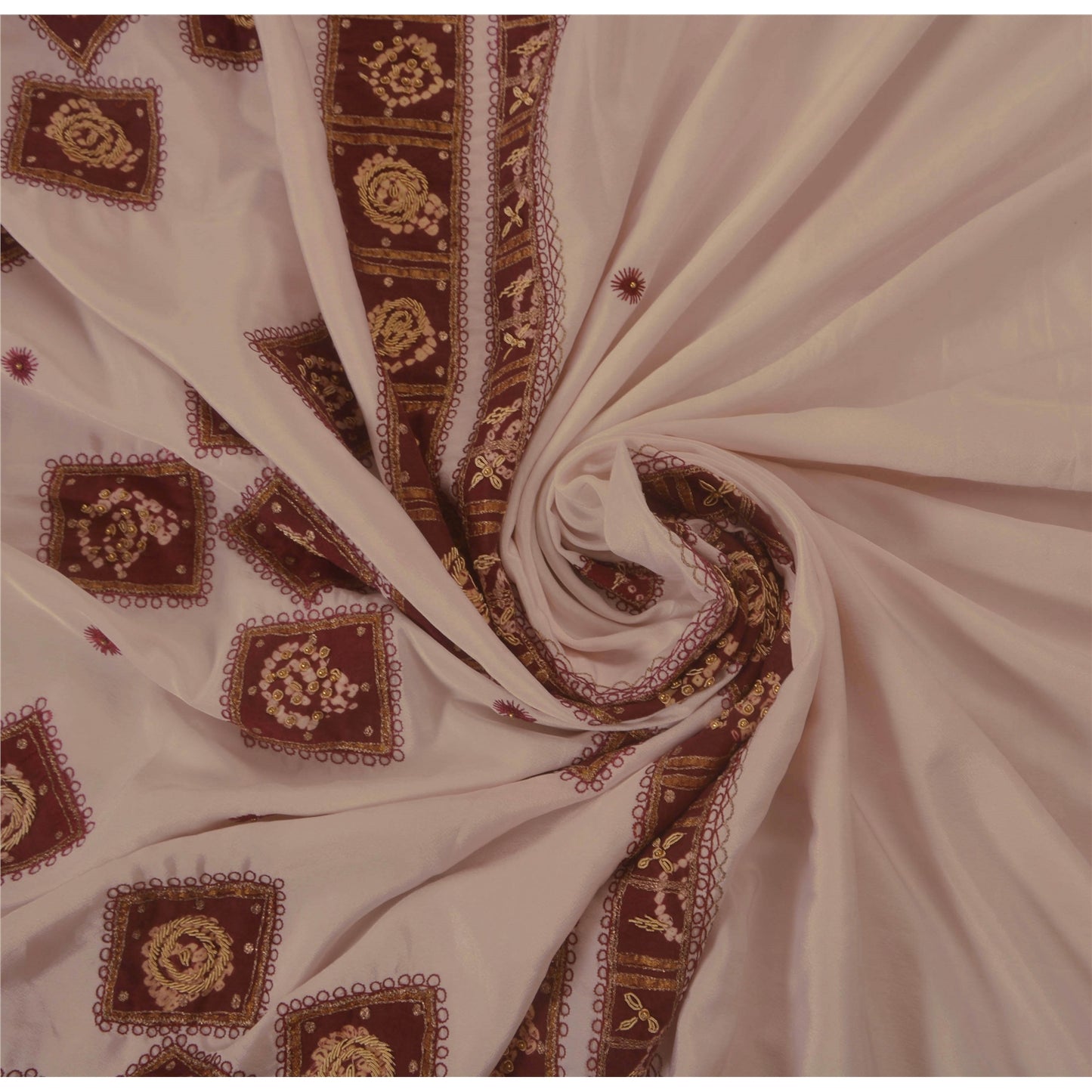 Sanskriti Vintage Saree Art Silk Hand Beaded Craft Sustainable Fabric Premium Ethnic Sari