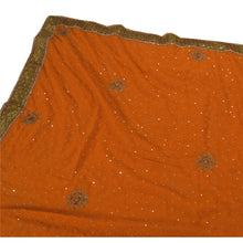 Load image into Gallery viewer, Saree Blend Georgette Hand Beaded Orange Fabric 5 Yd Sari
