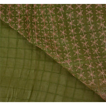 Load image into Gallery viewer, Sanskriti Vintage Saree 100% Pure Silk Hand Beaded Green Fabric 5 Yd Craft Sari
