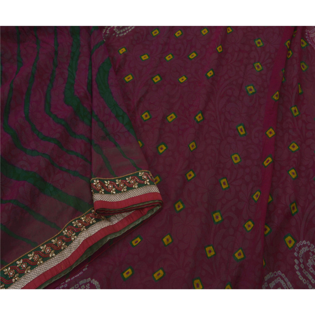 Sanskriti Vintage Saree Blend Georgette Brasso Purple Cultural Ethnic Sari