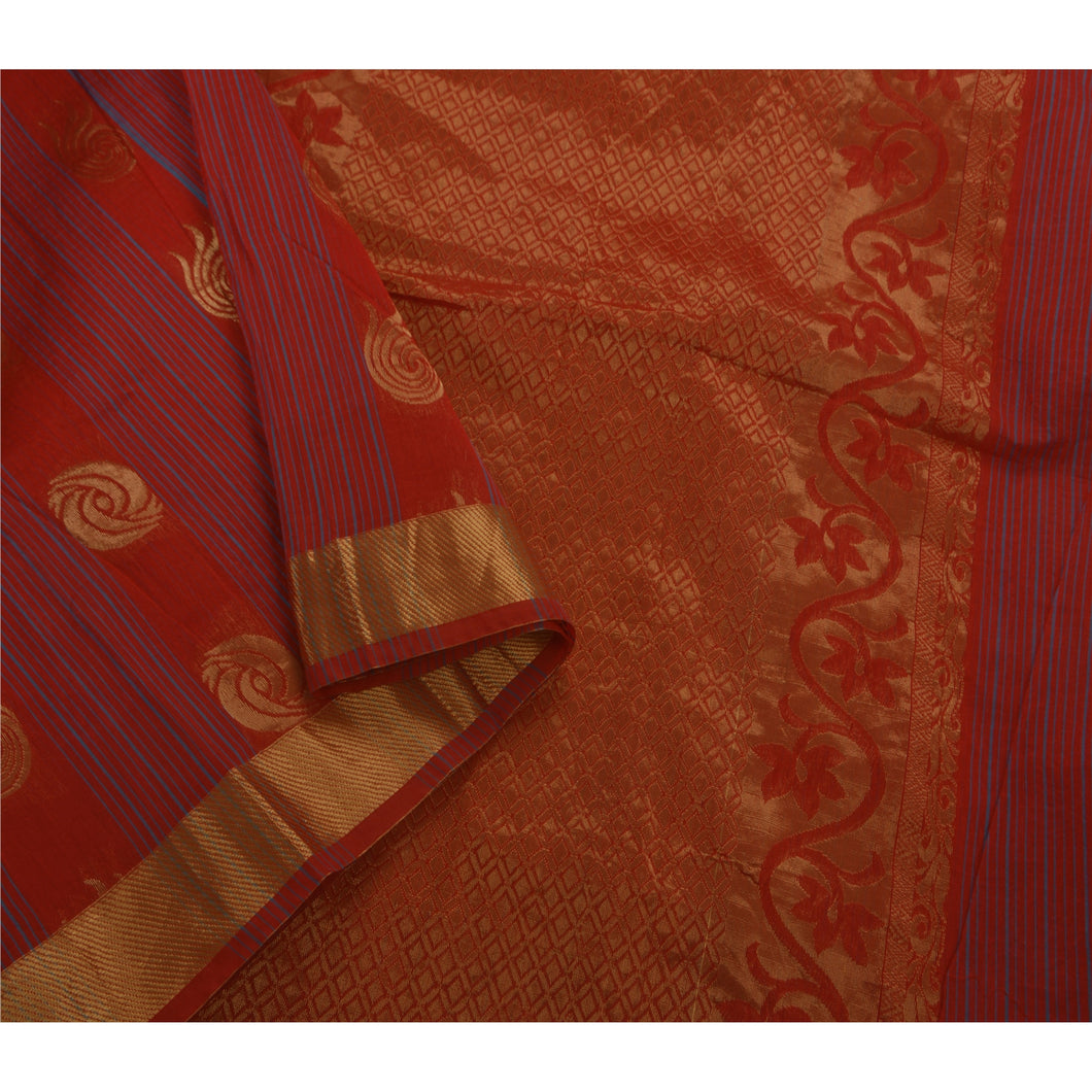 Saree Art Silk Woven Red Fabric Premium Craft 5 Yd Sari