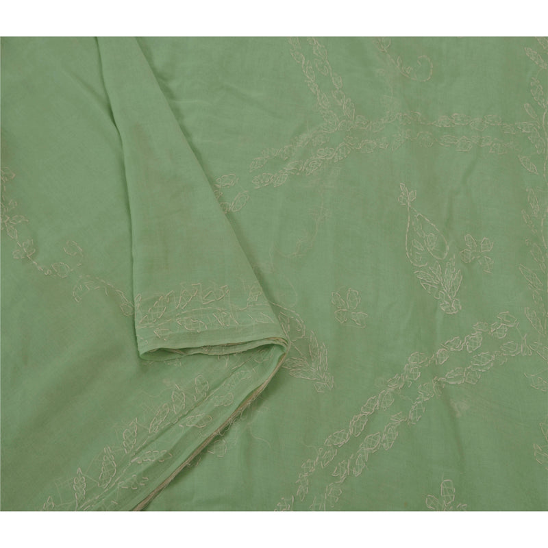 Sanskriti Vintage Saree Blend Cotton Hand Embroidered Chikankari Sustainable Fabric Sari