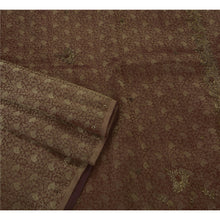 Load image into Gallery viewer, Sanskriti Vintage Saree Tissue Hand Beaded Brown Fabric Premium Sari 5 Yd
