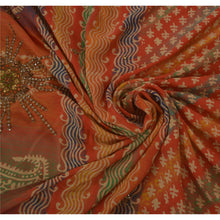 Load image into Gallery viewer, Saree Pure Crepe Silk Hand Beaded Multicolor Fabric Sari 5 Yd
