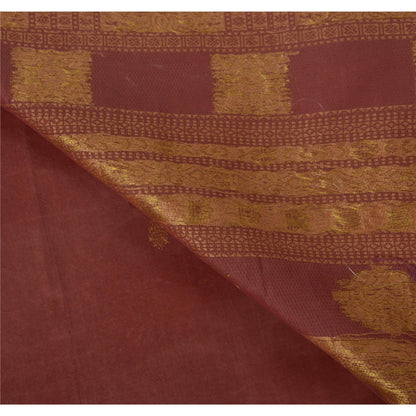 Sanskriti Vintage Sari 100% Ren Silke Vævet Brunt Bæredygtigt Stof 5 Yard Sari Premium 