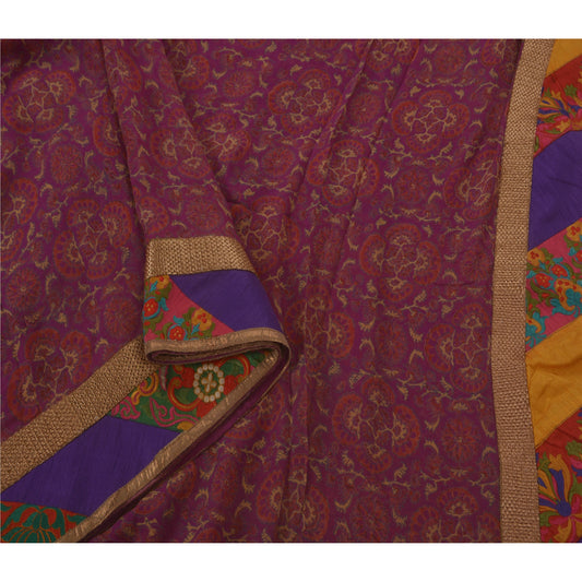 Sanskriti Vintage Saree Blend Georgette Printed Sustainable Fabric Sari Blouse Piece Ethnic