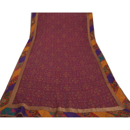 Sanskriti Vintage Saree Blend Georgette Printed Sustainable Fabric Sari Blouse Piece Ethnic