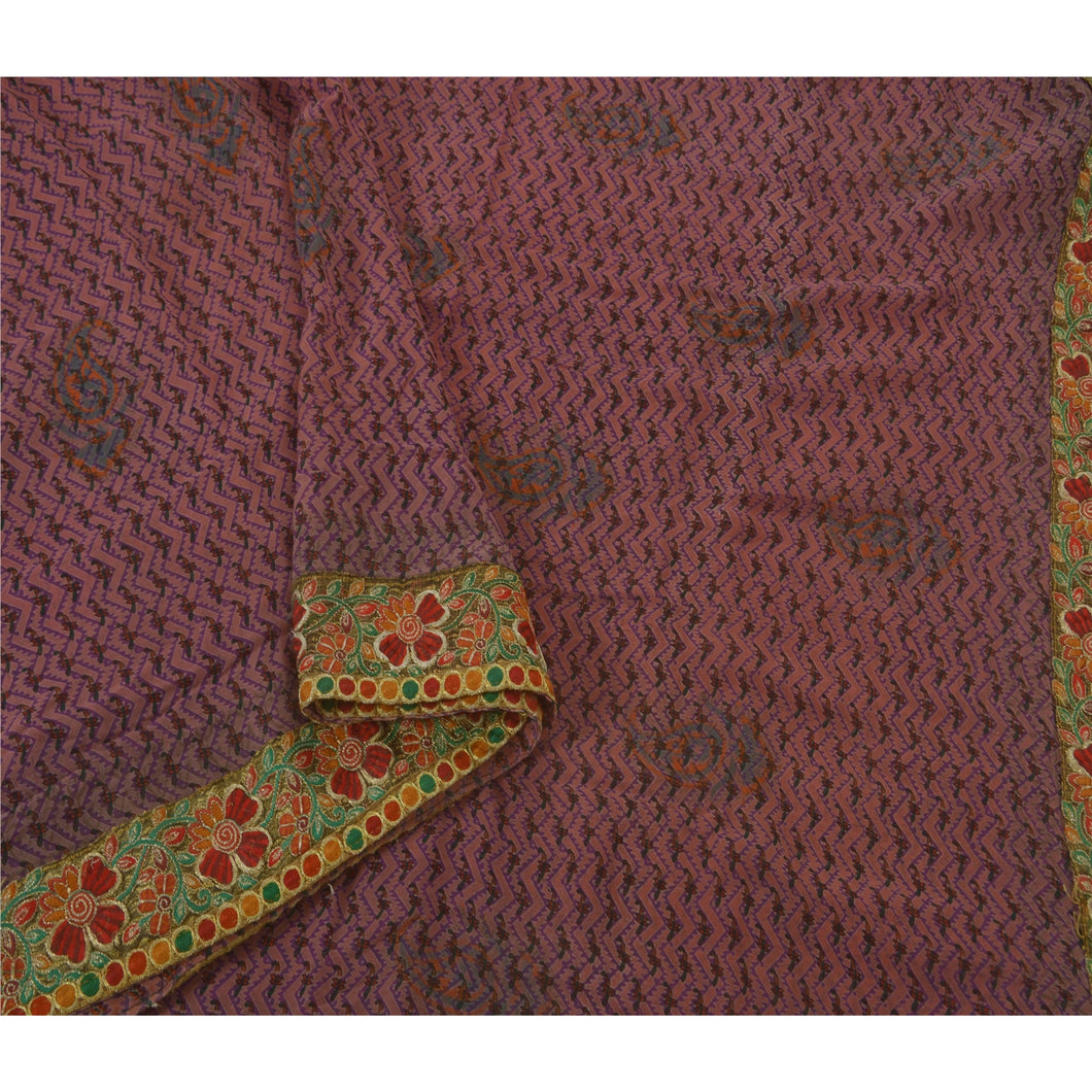 Sanskriti Vintage Pink Saree Blend Georgette Printed Fabric Premium Sari