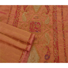 Load image into Gallery viewer, Golden Pink Saree Tissue Hand Beaded Premium Fabric Sari Craft
