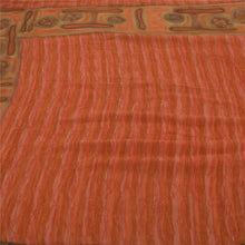 Load image into Gallery viewer, Orange Saree Pure Georgette Silk Hand Beaded Fabric 5 Yd Sari
