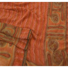 Load image into Gallery viewer, Orange Saree Pure Georgette Silk Hand Beaded Fabric 5 Yd Sari
