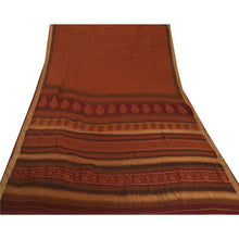 Load image into Gallery viewer, Orange Saree Blend Cotton Woven Craft Fabric Printed 5 Yd Sari
