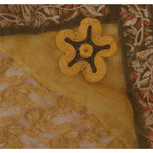 Load image into Gallery viewer, Sanskriti Vintage Yellow Saree Net Mesh Hand Beaded Craft Fabric Premium Sari
