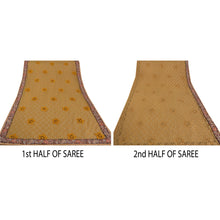 Load image into Gallery viewer, Sanskriti Vintage Yellow Saree Net Mesh Hand Beaded Craft Fabric Premium Sari
