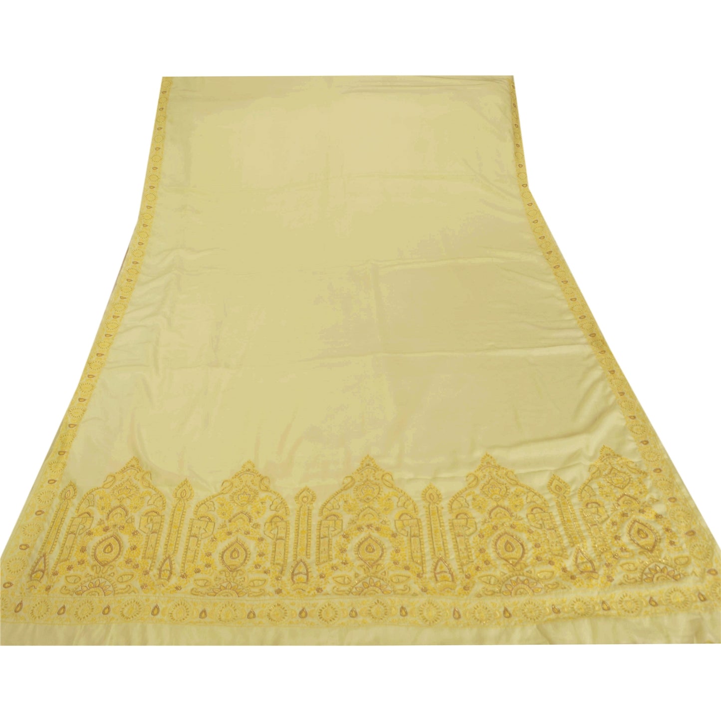 Sanskriti Vintage Green Saree Art Silk Hand Embroidered Craft Sustainable Fabric Ethnic Sari