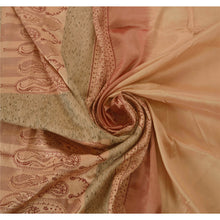 Load image into Gallery viewer, Cream Saree Pure Silk Woven Craft Fabric Premium 5 Yard Sari
