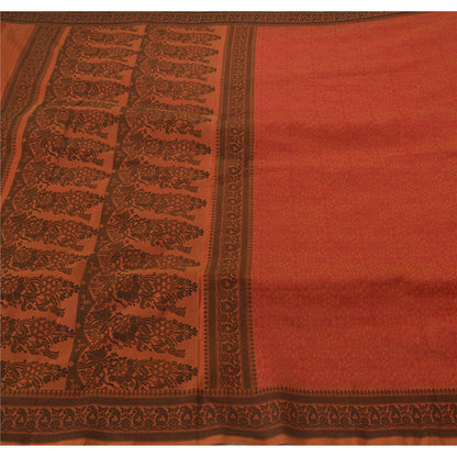 Sanskriti Vintage Orange Saree Art Silk Woven Craft Sustainable Fabric Premium 5 Yd Sari