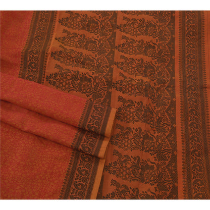 Sanskriti Vintage Orange Saree Art Silk Woven Craft Sustainable Fabric Premium 5 Yd Sari