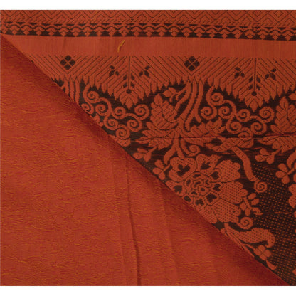 Sanskriti Vintage Orange Saree Art Silk Woven Craft Sustainable Fabric Premium 5 Yd Sari