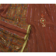 Load image into Gallery viewer, Orange Saree Blend Georgette Hand Beaded Fabric Ethnic Sari
