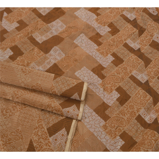 Sanskriti Vintage Cream Saree Prue Silk Woven Craft Sustainable Fabric Premium 5 Yd Sari