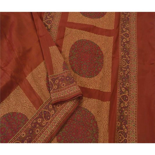 Sanskriti Vintage Orange Saree Pure Silk Woven Floral Craft Sustainable Fabric Premium Sari