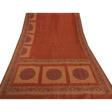 Load image into Gallery viewer, Orange Saree Pure Silk Woven Floral Craft Fabric Premium Sari
