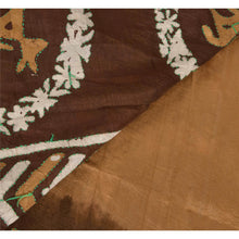 Load image into Gallery viewer, Brown Saree 100% Pure Silk Batik Work Craft Fabric 5 Yd Sari

