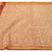 Load image into Gallery viewer, Cream Saree Art Silk Hand Embroidered Bandhani Fabric Sari
