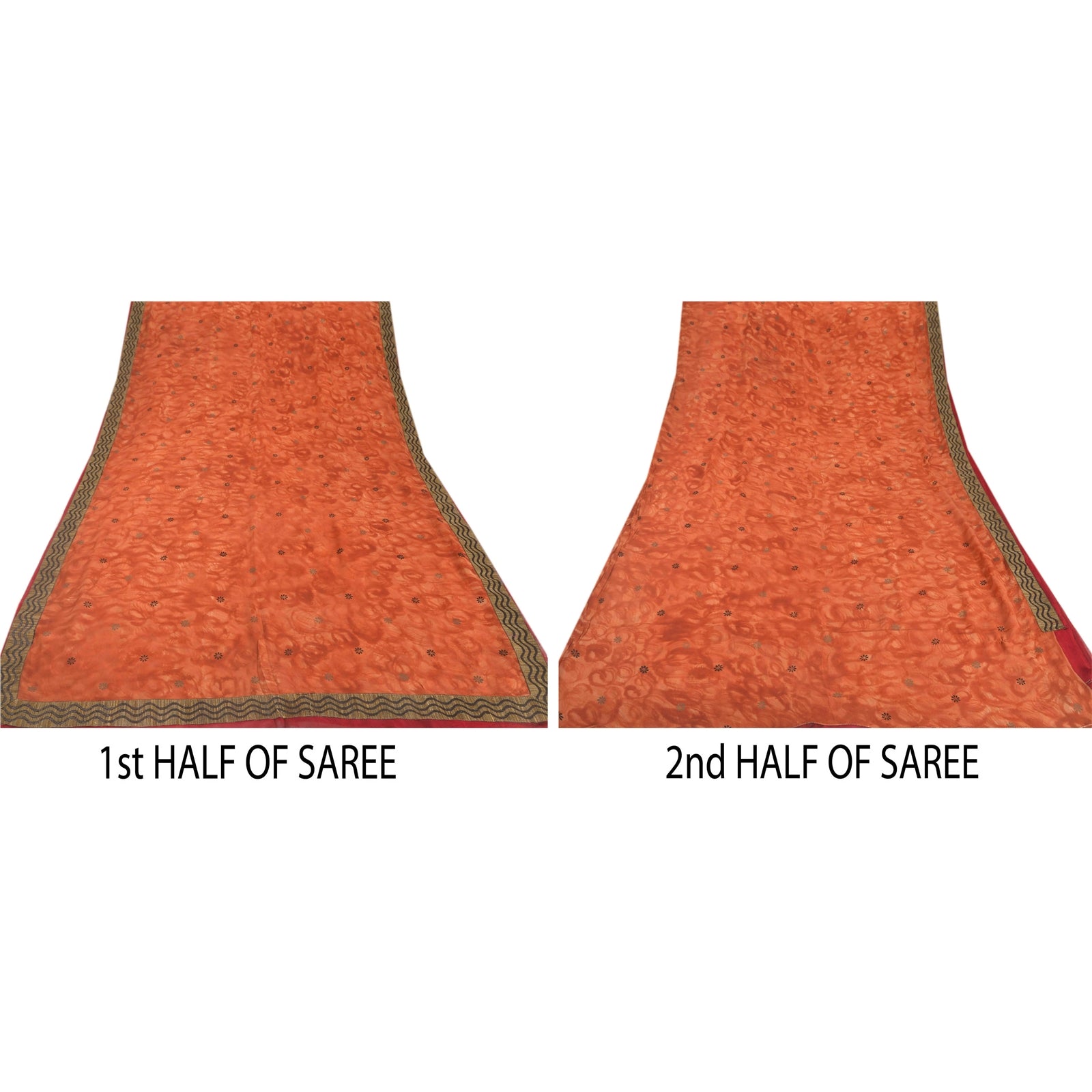 Sanskriti Vintage Orange Saree Pure Georgette Silk Printed Sustainable Fabric Craft Sari