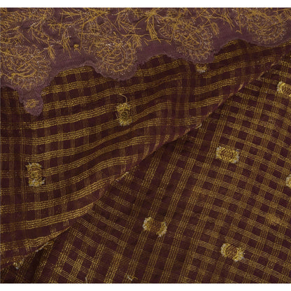 Sanskriti Vintage Purple Saree Blend Georgette Hand Beaded Sustainable Fabric Craft Sari