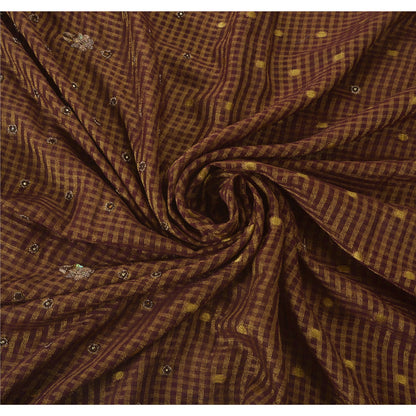 Sanskriti Vintage Purple Saree Blend Georgette Hand Beaded Sustainable Fabric Craft Sari