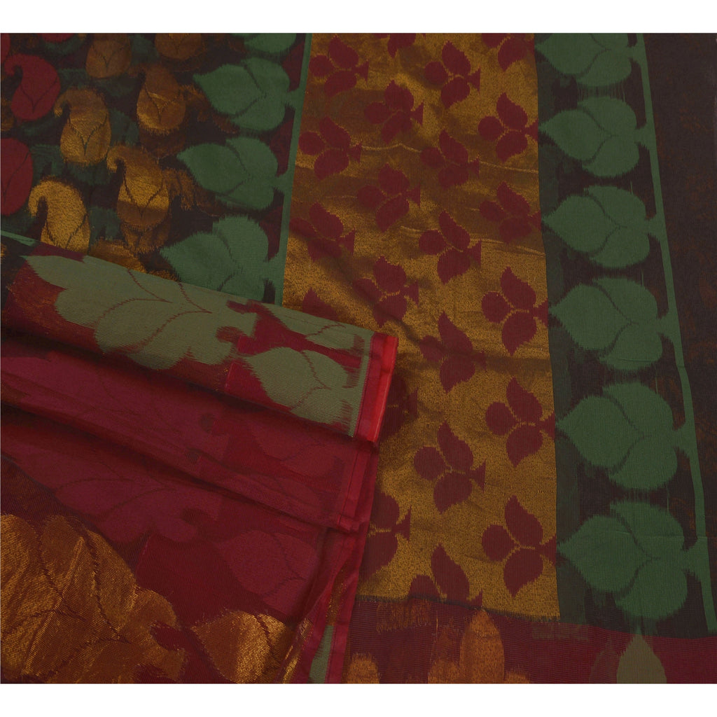 Sanskriti Vintage Black Saree Blend Cotton Kota Sari Craft 5 Yd Premium Sustainable Fabric