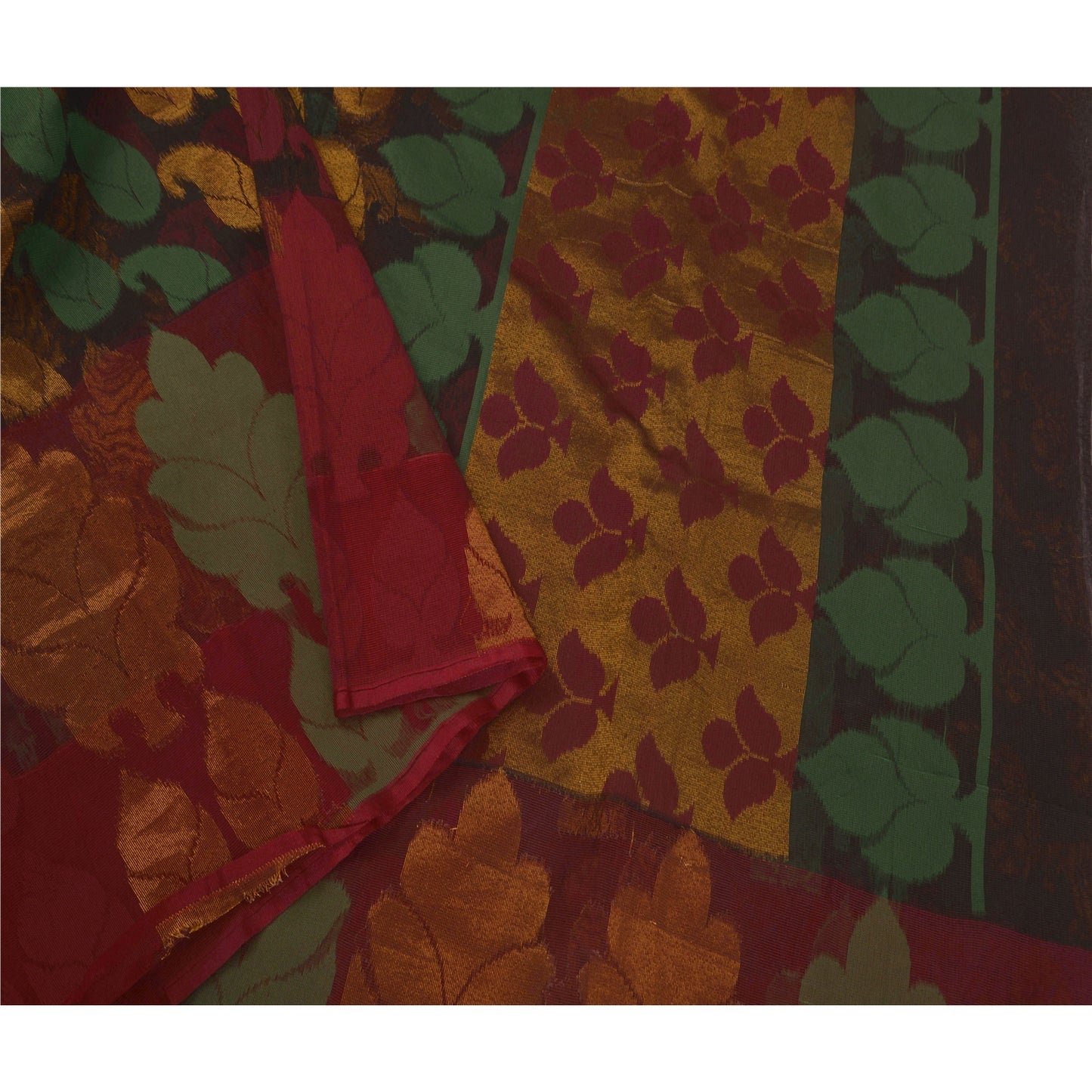 Sanskriti Vintage Black Saree Blend Cotton Kota Sari Craft 5 Yd Premium Sustainable Fabric