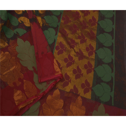 Sanskriti Vintage Black Saree Blend Cotton Kota Sari Craft 5 Yd Premium Sustainable Fabric