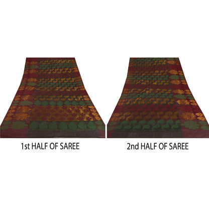 Sanskriti Vintage Black Saree Blend Cotton Kota Sari Craft 5 Yd Premium Sustainable Fabric