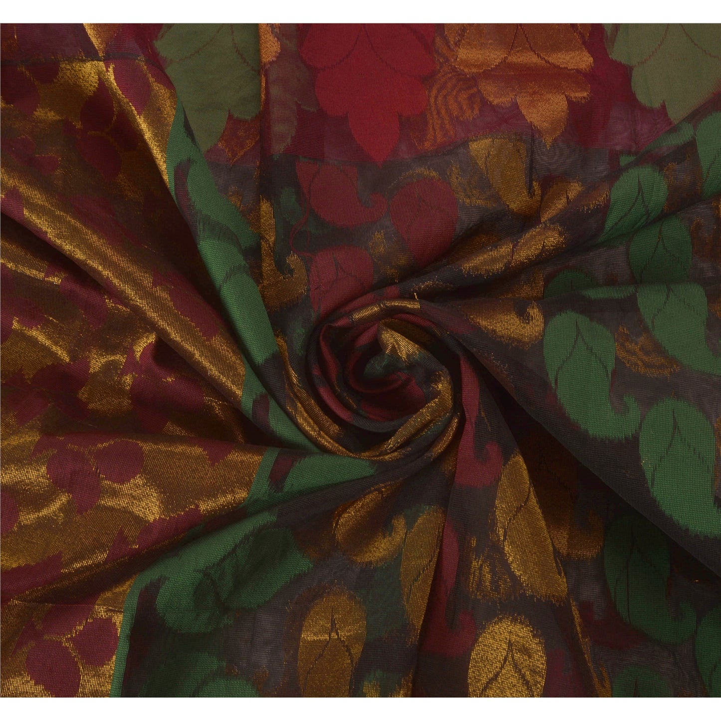 Sanskriti Vintage Black Saree Blend Cotton Kota Sari Craft 5 Yd Premium Sustainable Fabric