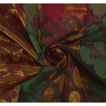 Sanskriti Vintage Black Saree Blend Cotton Kota Sari Craft 5 Yd Premium Sustainable Fabric