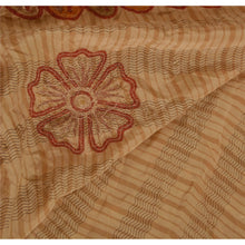 Load image into Gallery viewer, Cream Saree Pure Crepe Silk Hand Beaded 5 Yd Fabric Craft Sari
